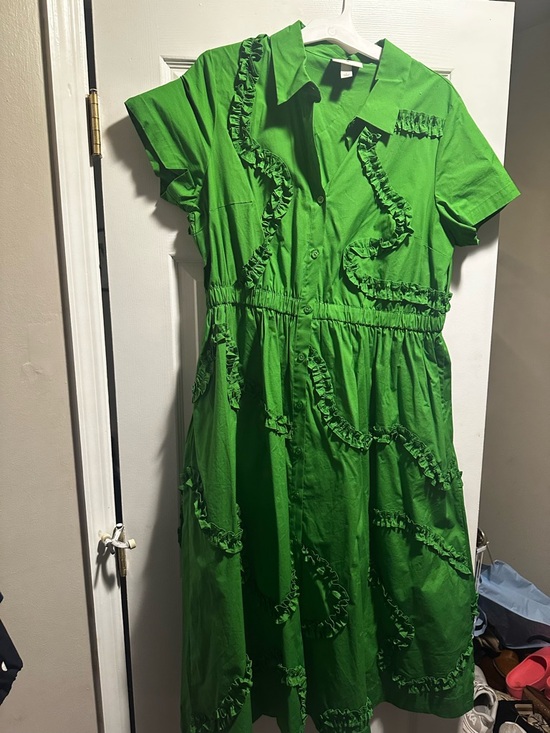 Kate Spade X Target Dresses & Skirts - Green Ruffle-Trim Midi Shirt Dress